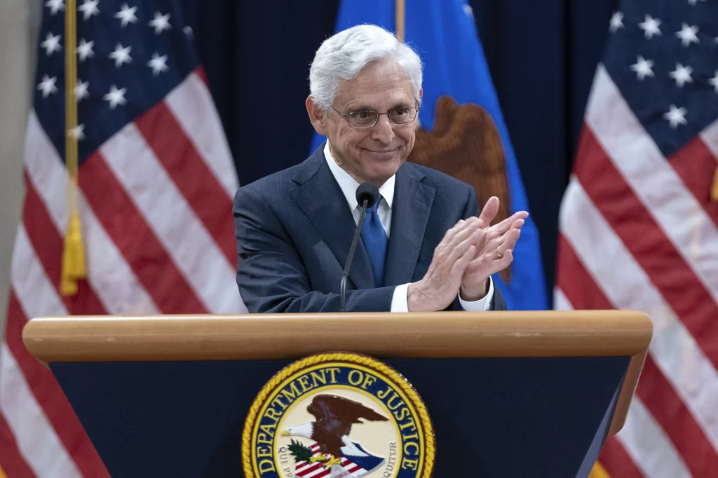 Attorney General Merrick Garland speaks to the U.S. Attorneys who have gathered for their annual conference at the Department of Justice headquarters in Washington, Thursday, Sept. 12, 2024. (AP Photo/Jose Luis Magana)