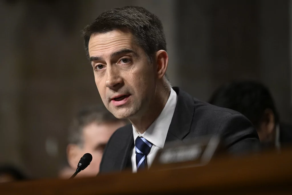 Chairman of the Senate Intelligence Committee Sen. Tom Cotton, R-Ark., questions John Ratcliffe, President-elect Donald Trump's choice to be the Director of the Central Intelligence Agency, appearing before the Senate Intelligence Committee for his confirmation hearing, at the Capitol in Washington, Wednesday, Jan. 15, 2025.