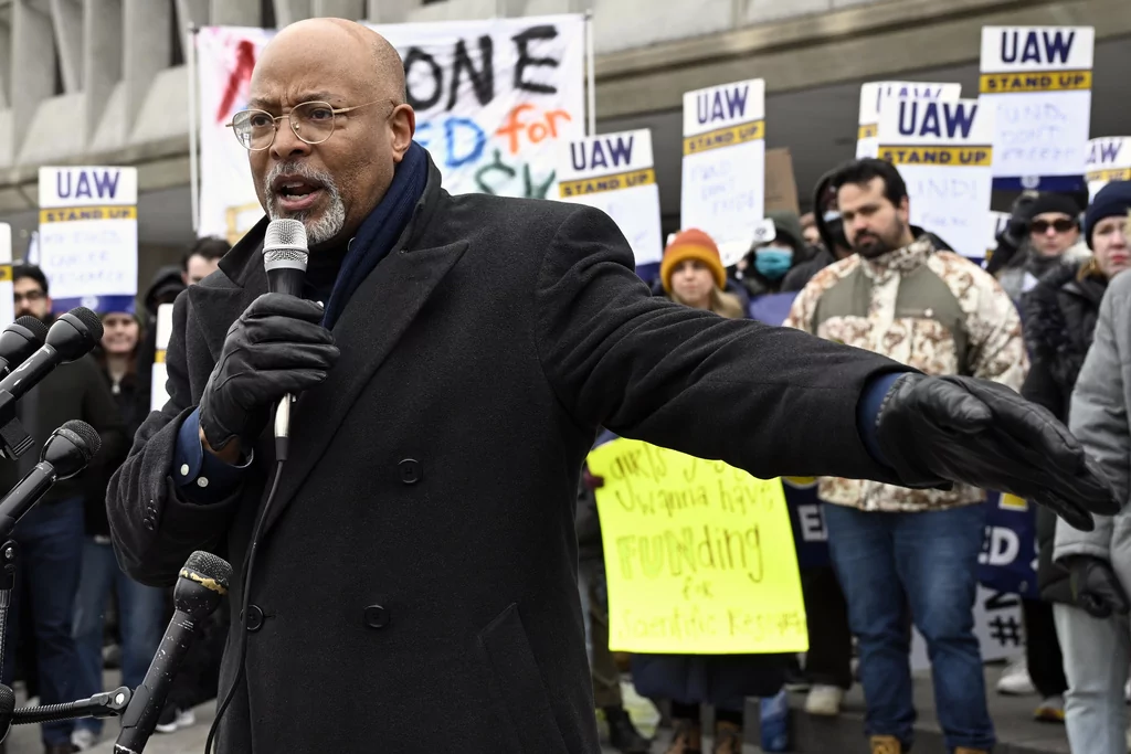 Rep. Glenn Ivey, D-Md., speaks at a rally at Health and Human Services headquarters to protest the polices of President Donald Trump and Elon Musk Wednesday, Feb. 19, 2025, in Washington. (AP Photo/John McDonnell)