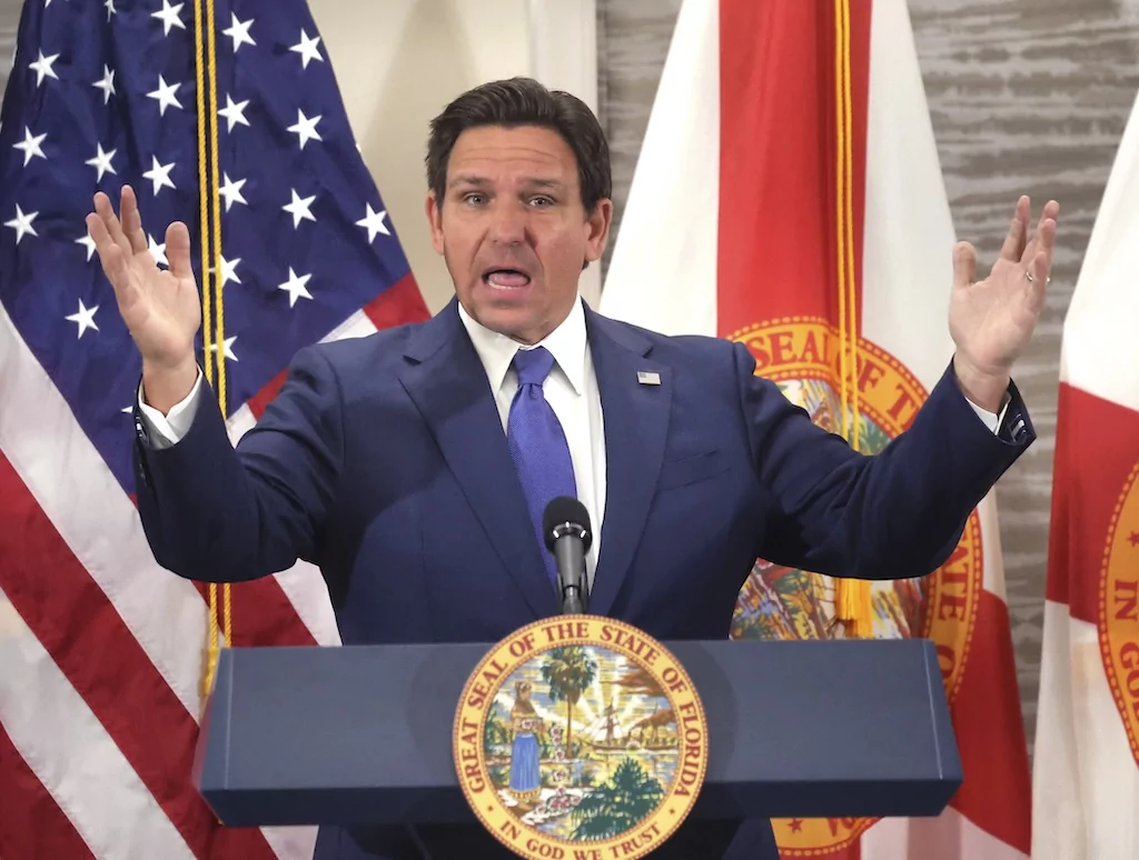 Governor Ron DeSantis delivers remarks after announcing the appointment of Florida Attorney General Ashley Moody as U.S. senator to replace Marco Rubio, during a news conference in Orlando, Fla., Thursday, Jan. 16, 2025.