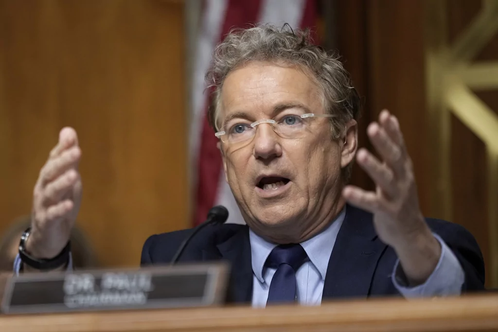 Chairman Rand Paul, R-Ky., speaks at the Senate Homeland Security and Governmental Affairs Committee confirmation hearing for South Dakota Gov. Kristi Noem, President-elect Donald Trump's nominee to be Secretary of Homeland Security, at the Capitol in Washington, Friday, Jan. 17, 2025.