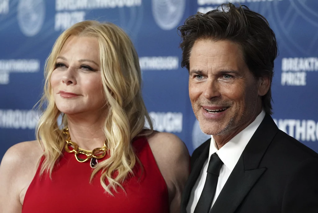 Sheryl Berkoff, left, and Rob Lowe arrive at the 11th Breakthrough Prize Ceremony on Saturday, April 5, 2025, in Los Angeles.