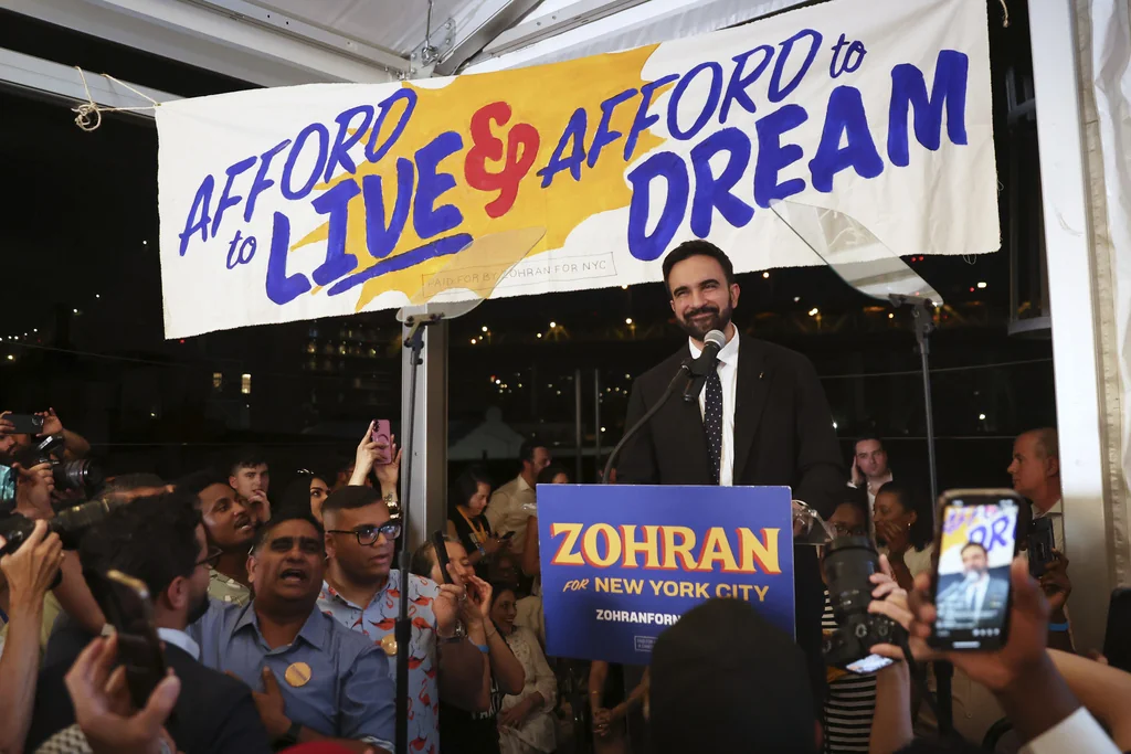 Democratic mayoral candidate Zohran Mamdani speaks at his primary election party, Wednesday, June 25, 2025, in New York.