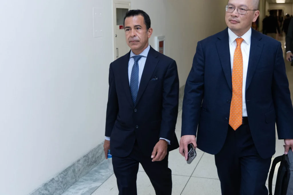 Former Biden aide Anthony Bernal arrives at a House Oversight Committee deposition on July 16, 2025. (Graeme Jennings/Washington Examiner)