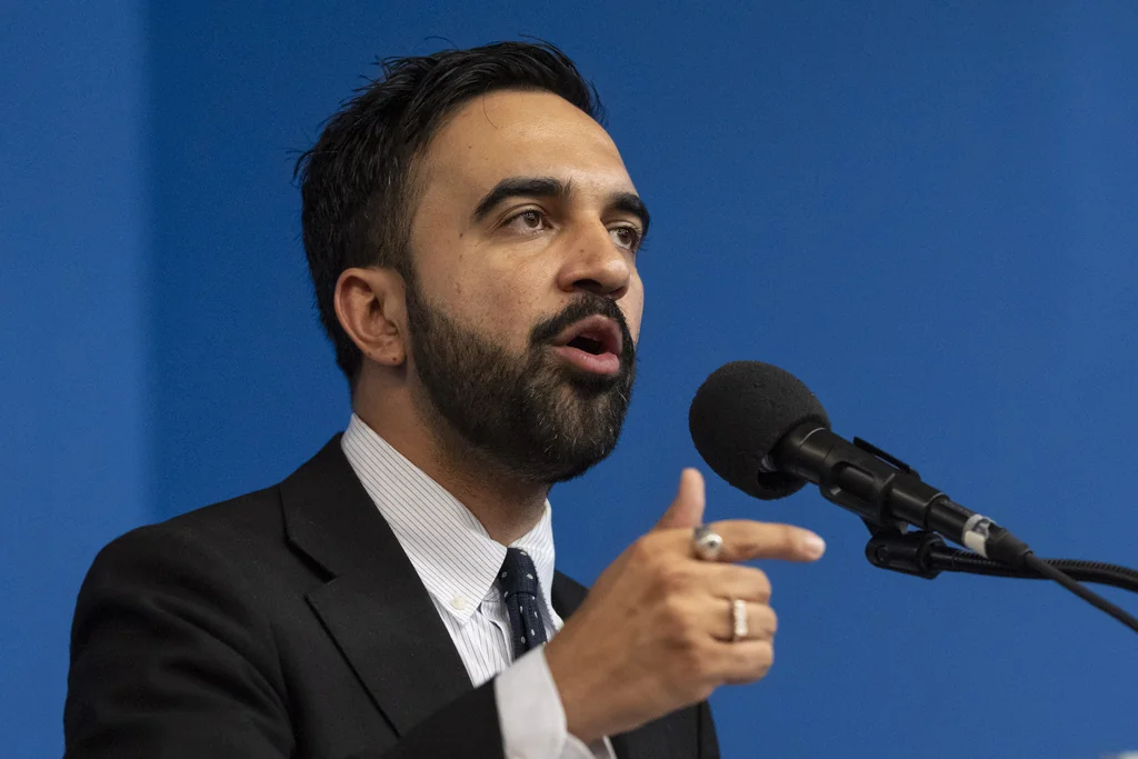 Democratic mayoral candidate Zohran Mamdani speaks during the National Action Network's Saturday action rally at House of Justice in Harlem, Saturday, June 28, 2025, in New York.