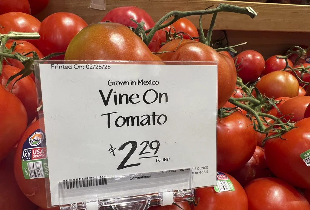 Tomatoes imported from Mexico are for sale in a supermarket in Miami on Wednesday, Mar. 5, 2025.