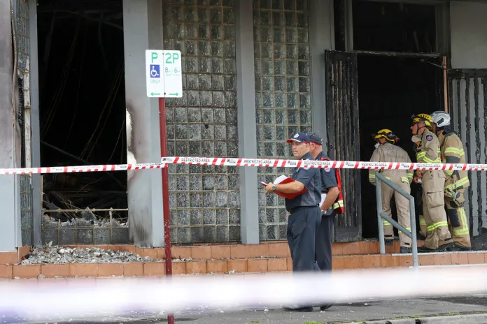 Fire crews and police at the scene of a fire at the Adass Israel Synagogue in Ripponlea, Melbourne, Australia, Dec. 6, 2024.
