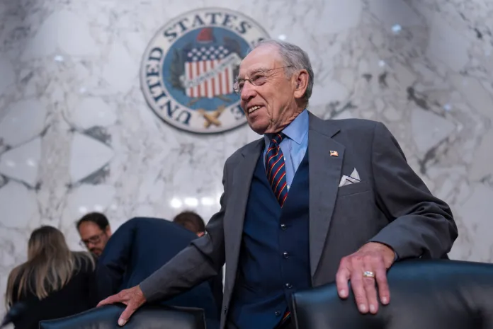 Senate Judiciary Committee Chairman Chuck Grassley, R-Iowa, arrives to advance President Donald Trump's nominees for the federal bench.
