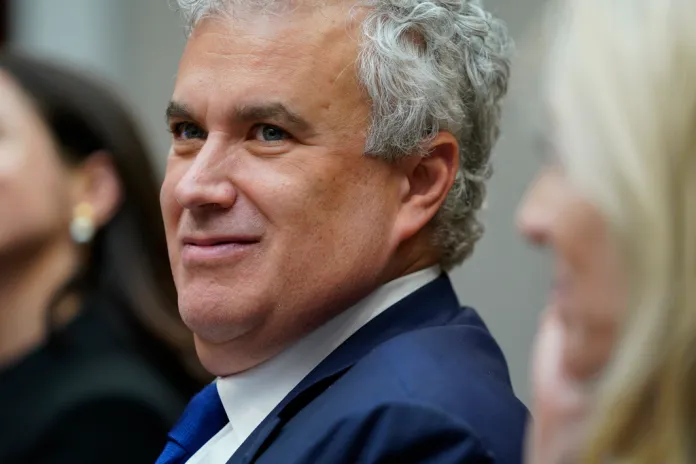 FILE - White House chief of staff Jeff Zients listens during a meeting with President Joe Biden's "Investing in America Cabinet," in the Roosevelt Room of the White House, Friday, May 5, 2023, in Washington.