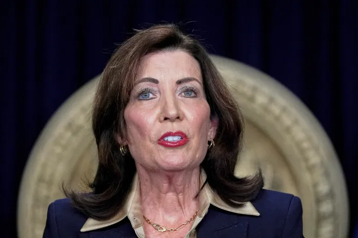 Gov. Kathy Hochul (D-NY) speaks at a presser.
