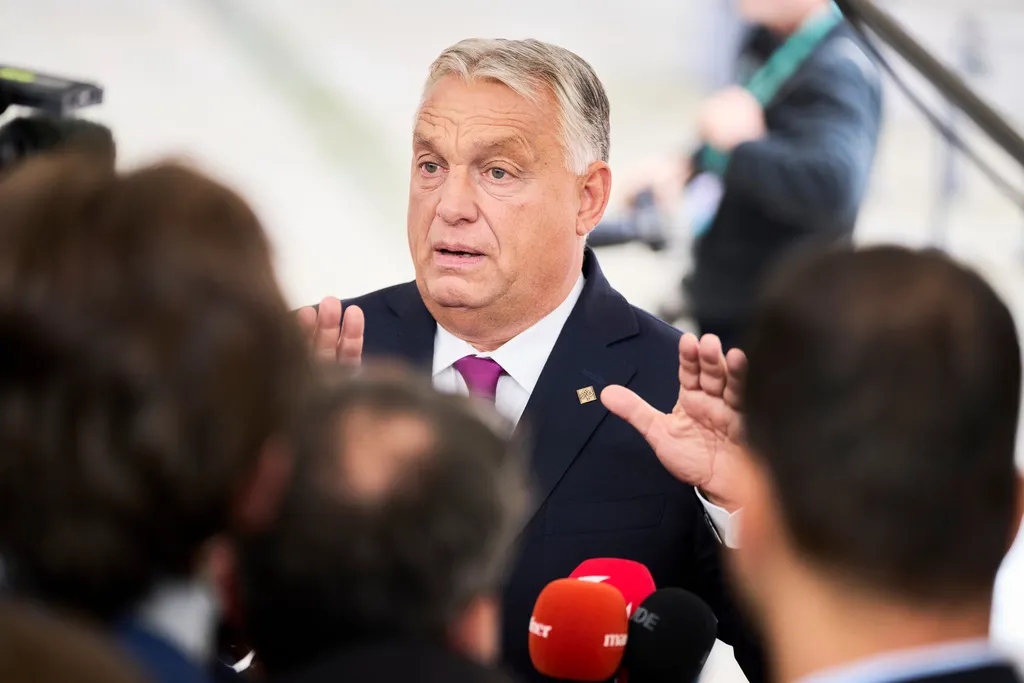 Hungary's Prime Minister Viktor Orban arrives at an informal summit in the Danish parliament at Christiansborg Castle in Copenhagen, Wednesday, Oct. 1, 2025. (Thomas Traasdahl/Ritzau Scanpix via AP)