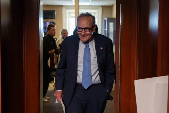 Senate Minority Leader Chuck Schumer (D-NY) on Oct. 3, 2025 as the government shutdown continues. (Graeme Jennings/Washington Examiner)