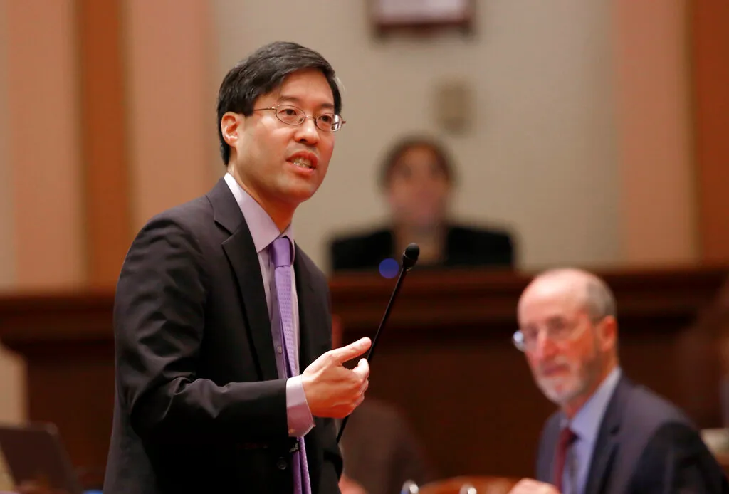 In this Wednesday, Sept. 4, 2019 file photo, state Sen. Richard Pan, D-Sacramento, speaks on a bill before lawmakers in Sacramento, Calif. (AP Photo/Rich Pedroncelli, File)