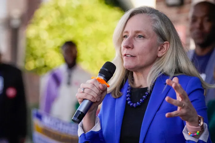 Rep. Abigail Spanberger, D-Va., speaks at a campaign rally on Nov. 4, 2023, Virginia Beach, Va. Spanberger has announced she will run in 2024 for Virginia governor.