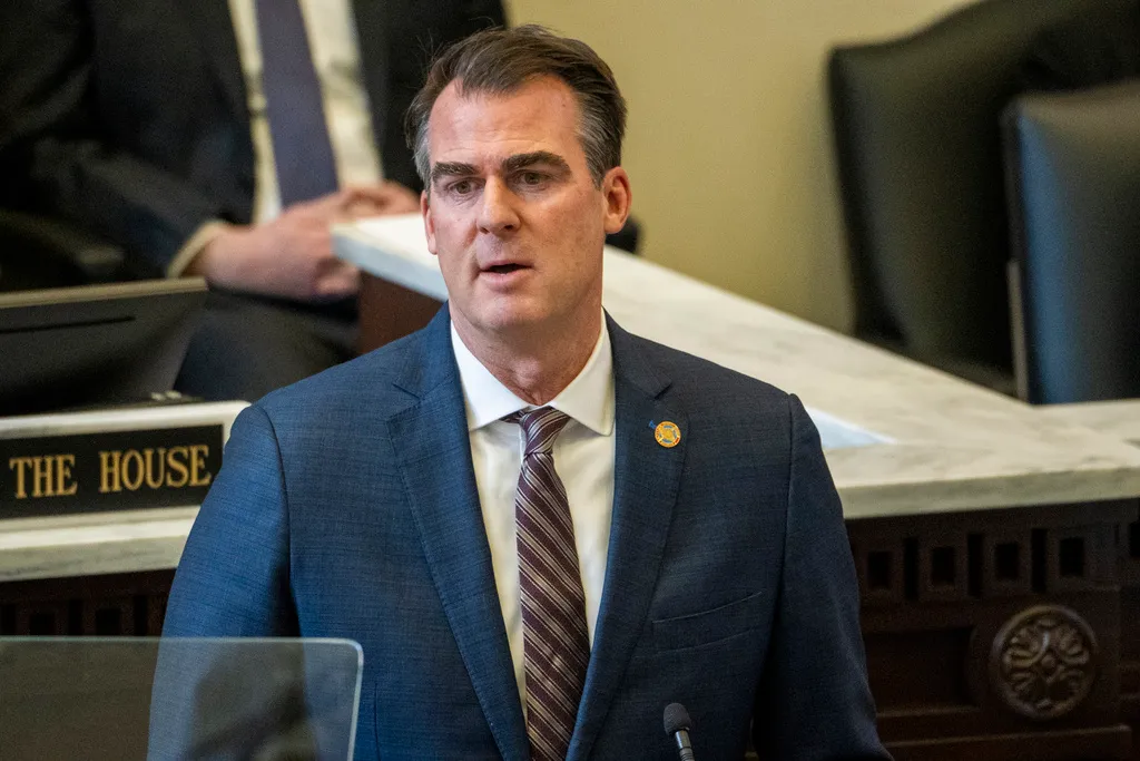 Gov. Kevin Stitt (R-OK) delivers his State of the State address.