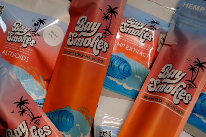 A small selection of products offered by William Goodall and Katiana Kay, Goodall's partner in their CBD online shop, Bay Smokes.