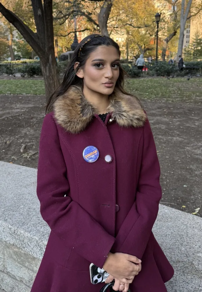 18-year-old Ella Devi poses near Union Square in New York City.
