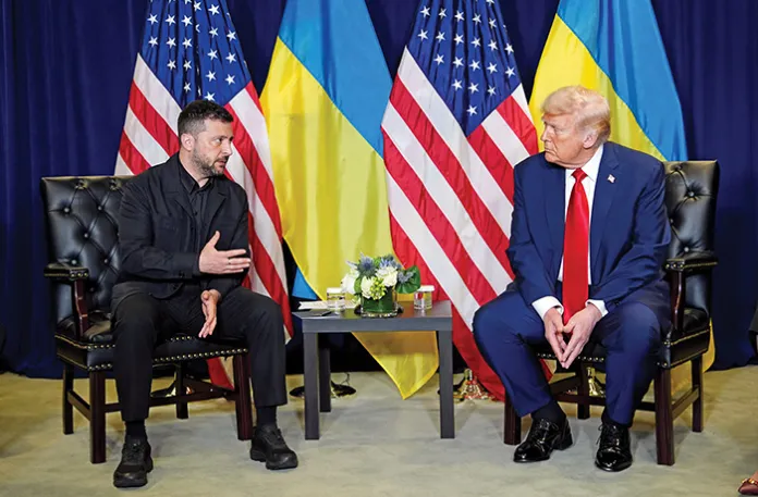 President Donald Trump meets with Ukrainian President Volodymyr Zelensky at the United Nations in New York City, Sept. 23, 2025. ( Evan Vucci / AP)