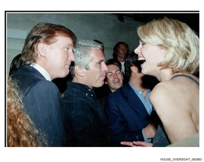 Donald Trump walks behind Jeffrey Epstein. (Shared by House Oversight Committee Democrats)