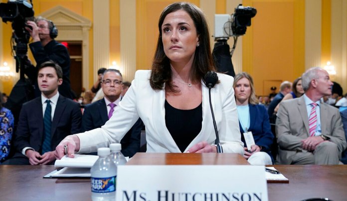 Cassidy Hutchinson, former aide to Trump White House chief of staff Mark Meadows, arrives to testify as the House select committee investigating the Jan. 6 attack on the U.S. Capitol.