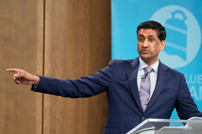 Rep. Ro Khanna (D-CA) gestures as he speaks.