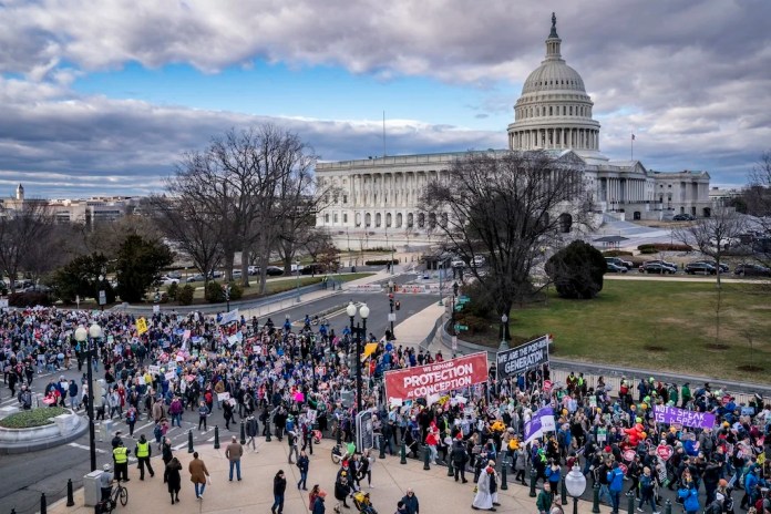 Anti-abortion activists gather on Capitol Hill.