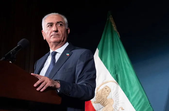 Iranian opposition leader Reza Pahlavi speaks during a news conference in Washington on Jan. 16. (Mark Schiefelbein/AP)