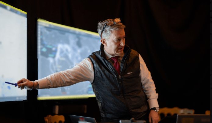 Chairman of the Join Chiefs of Staff Dan Caine gestures while briefing President Trump on the Iran operation