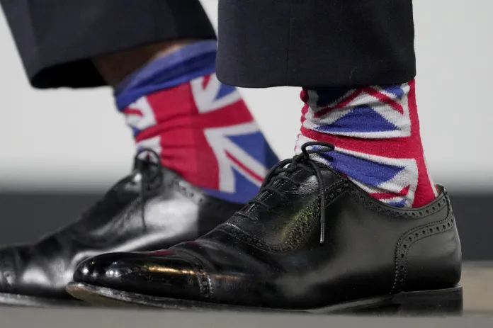 Nigel Farage wearing Union Jack socks