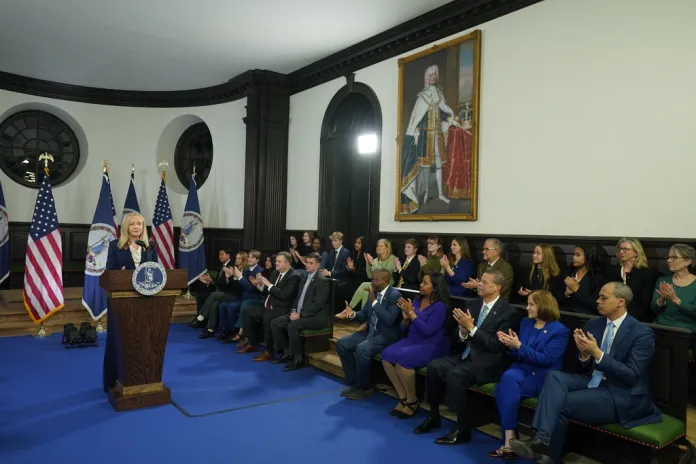 Gov. Abigail Spanberger (D-VA) delivers the Democratic response to President Donald Trump's State of the Union address.