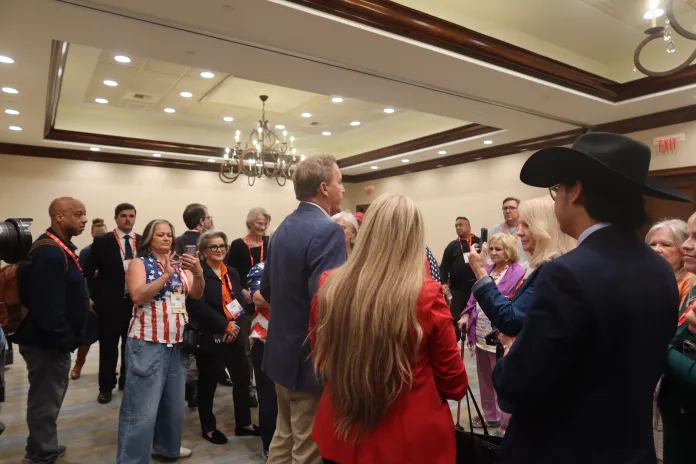 Ken Paxton addresses a room of supporters at CPAC on Saturday, March 28, 2026. (Samantha-Jo Roth, Washington Examiner)