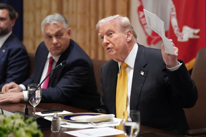 President Donald Trump meets with Hungary's Prime Minister Viktor Orban.