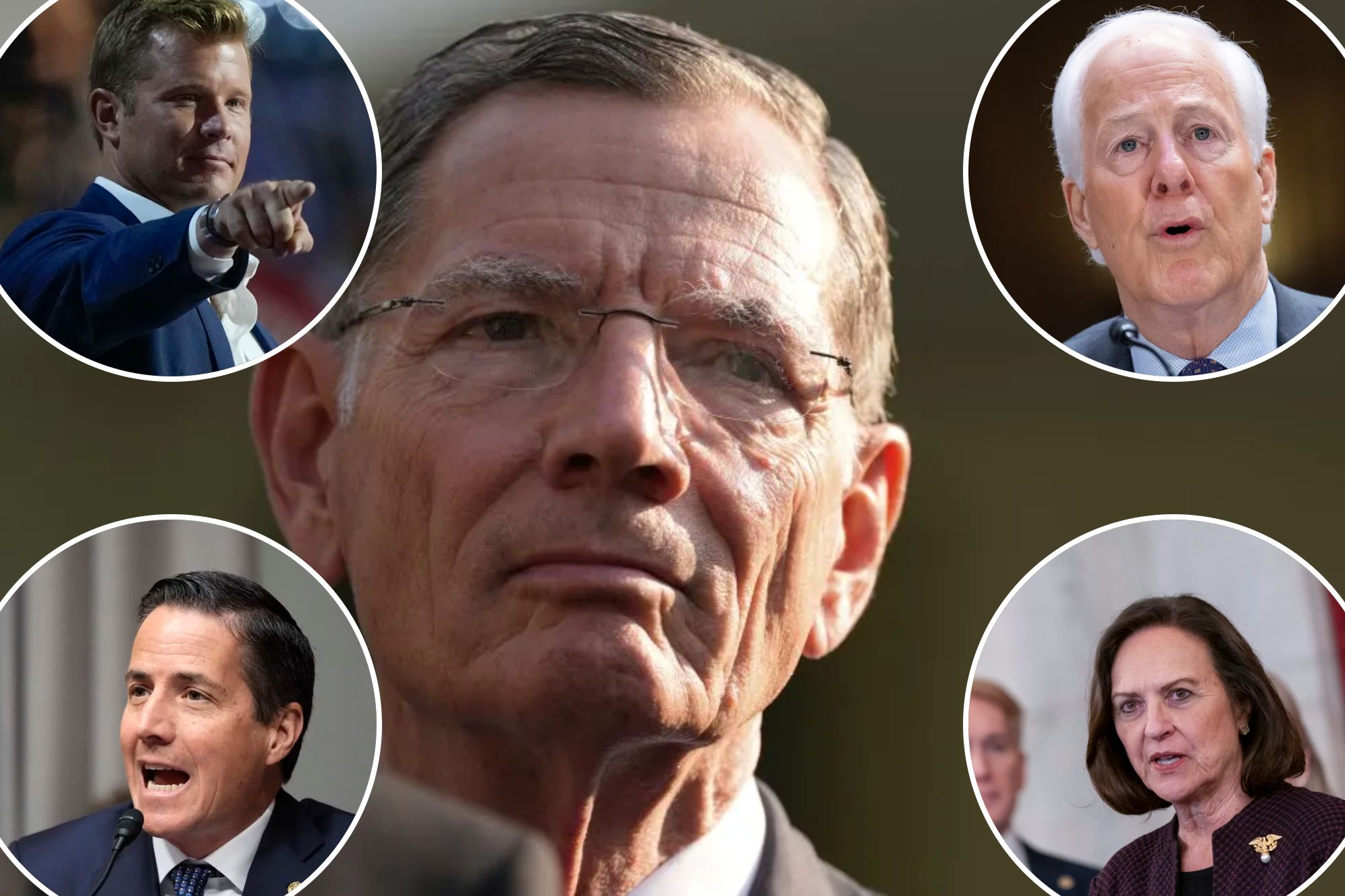 John Barrasso, John Cornyn, Deb Fischer, Tim Sheehy, and Bernie Moreno (AP Newsroom)
