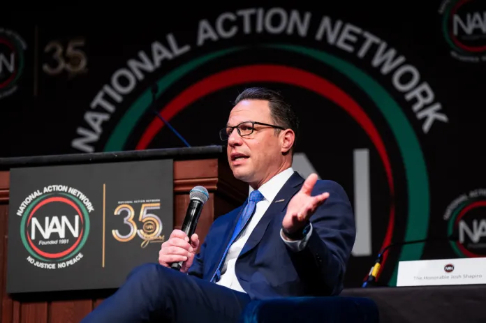 Gov. Josh Shapiro (D-PA) speaks during the National Action Network Convention.