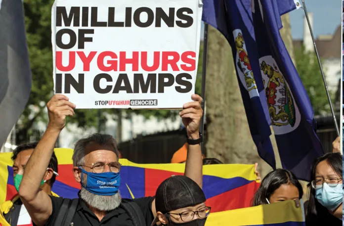 A London protest against mass detention and slave labor in China, June 23, 2021. (Mark Kerrison/In Pictures/Getty)