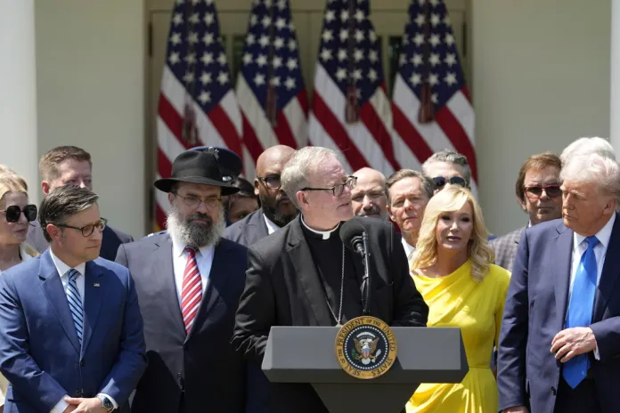 Bishop Barron speaks at White House podium