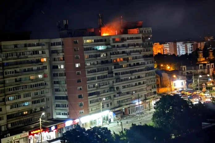 Romanian apartment on fire after drone incursion