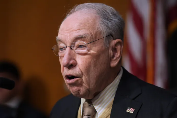 Sen. Chuck Grassley speaks in an oversight hearing.