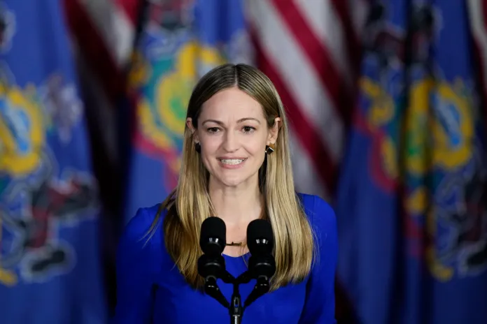 Scranton Mayor Paige Cognetti speaks during a campaign event for President Joe Biden.