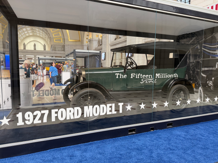 The last Ford Model T produced, at Ford's "Driving America Forward" exhibit at Union Station in Washington, D.C., July 1, 2026 (Britta Miller/Washington Examiner).