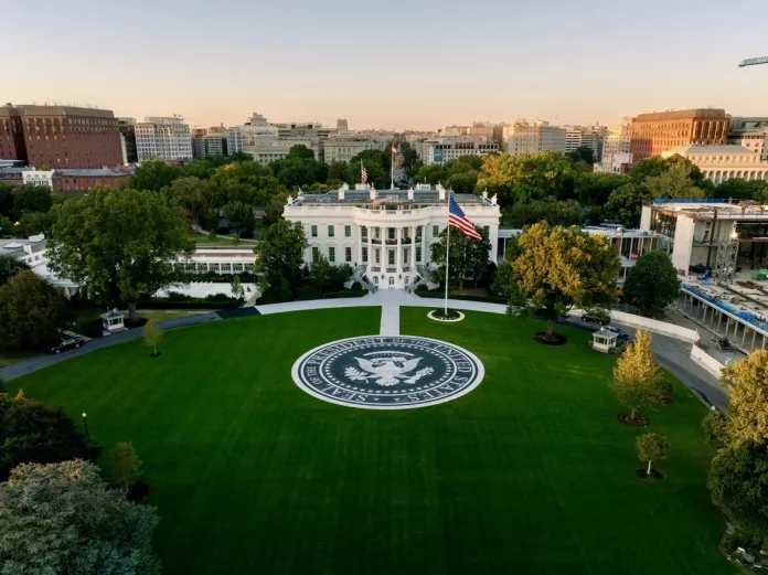 The renovated south entrance and helipad at the White House on Oct. 15, in Washington, D.C. (Photo courtesy: White House Photo Office/@realDonaldTrump/Truth Social)